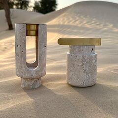Tohfa Luxe Marble Bukhoor Set with Brass Accessories