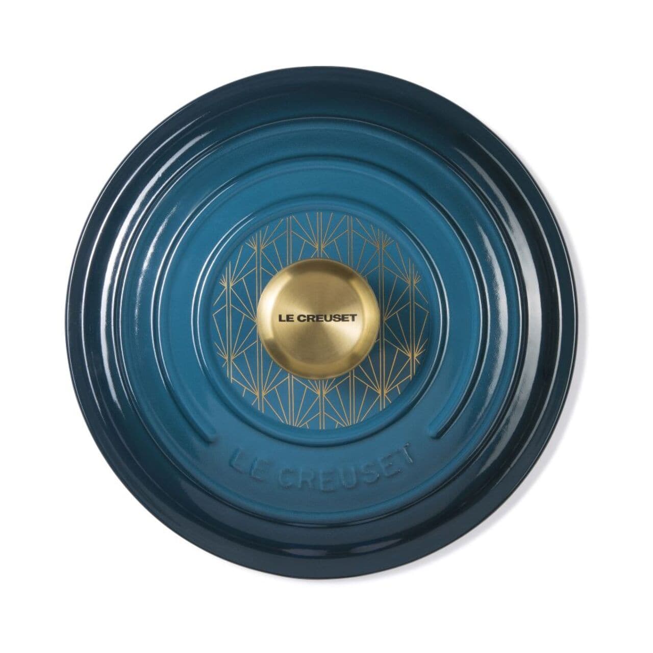 Le Creuset Signature Cast Iron Round Dutch Oven 24cm Soiree Deep Teal with Gold Knob