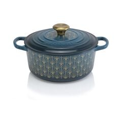 Le Creuset Signature Cast Iron Round Dutch Oven 24cm Soiree Deep Teal with Gold Knob