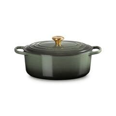 Le Creuset Cast Iron Shallow Casserole 31cm, Thyme Gold Knob