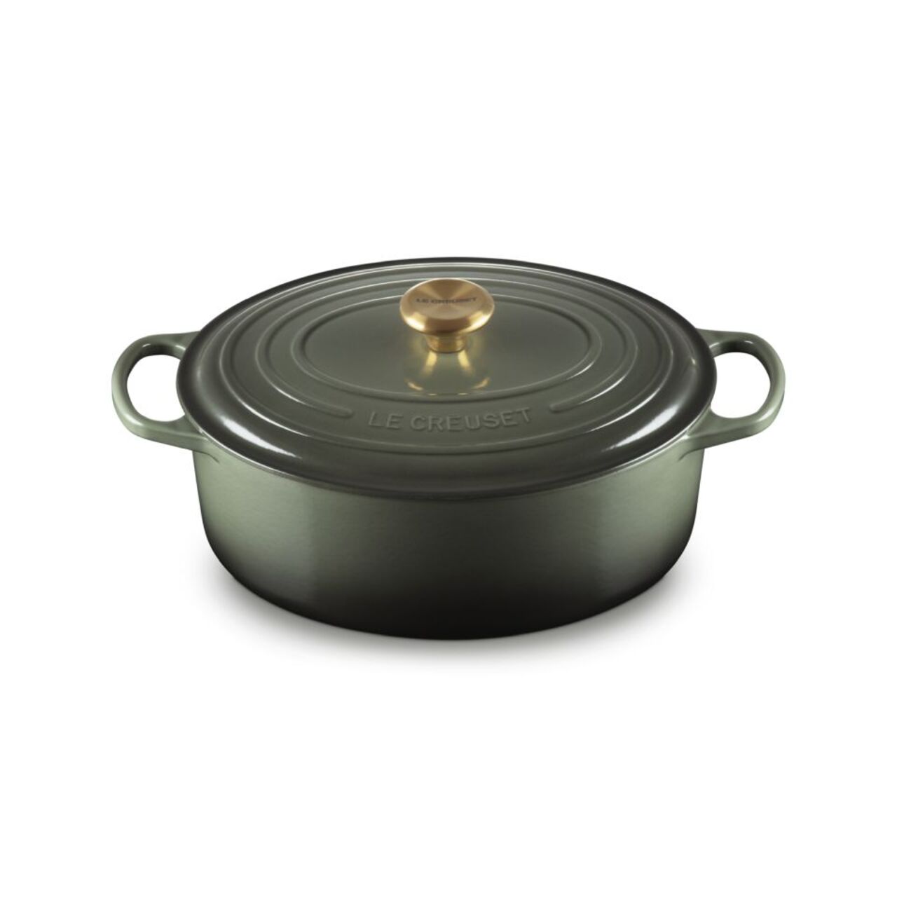 Le Creuset Cast Iron Shallow Casserole 31cm, Thyme Gold Knob