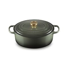 Le Creuset Cast Iron Shallow Casserole 31cm, Thyme Gold Knob
