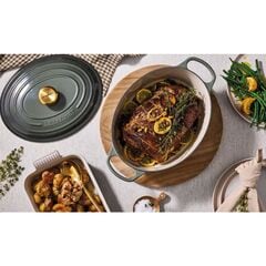 Le Creuset Cast Iron Shallow Casserole 31cm, Thyme Gold Knob