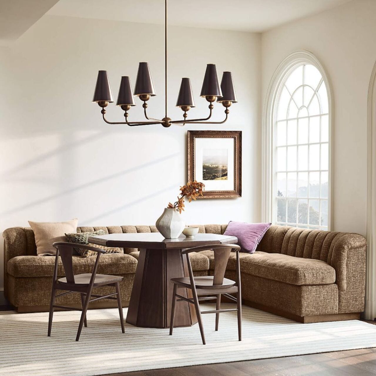 L Shape Roster Aveline Chocolate Upholstered L-Shaped Loveseat Dining Banquette ...