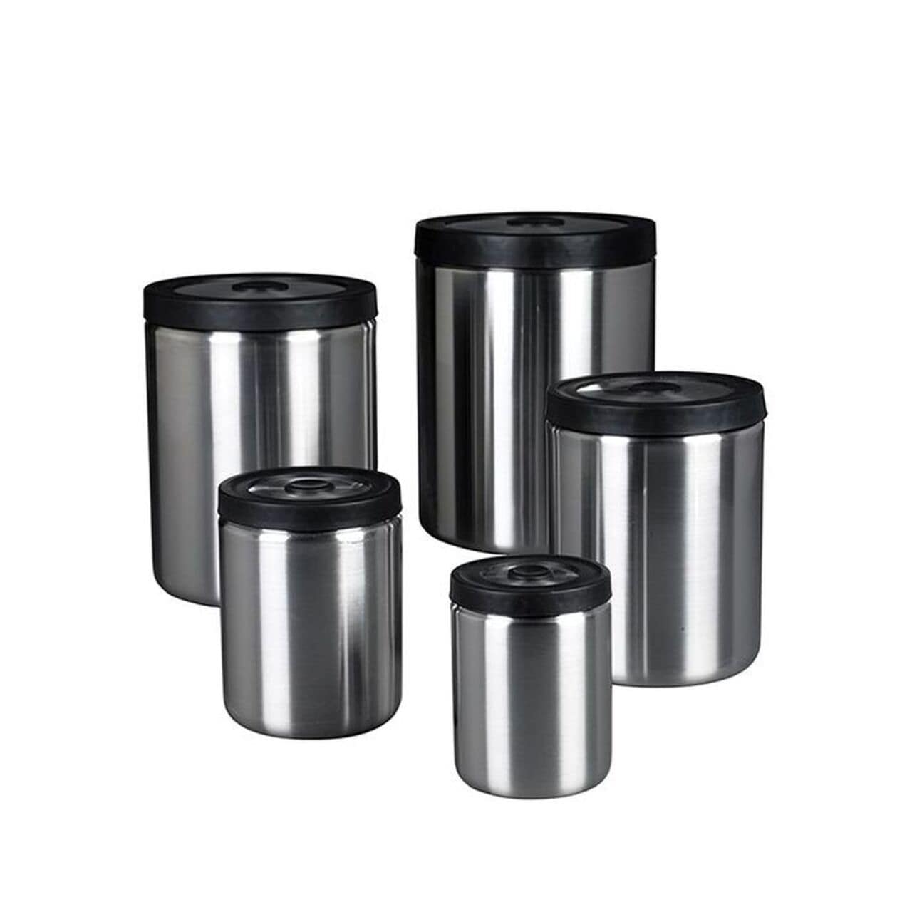 OXO Steel 5 PIECE PRESSTOP CANISTER SET DIS