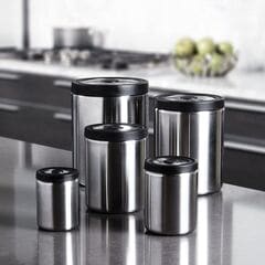OXO Steel 5 PIECE PRESSTOP CANISTER SET DIS