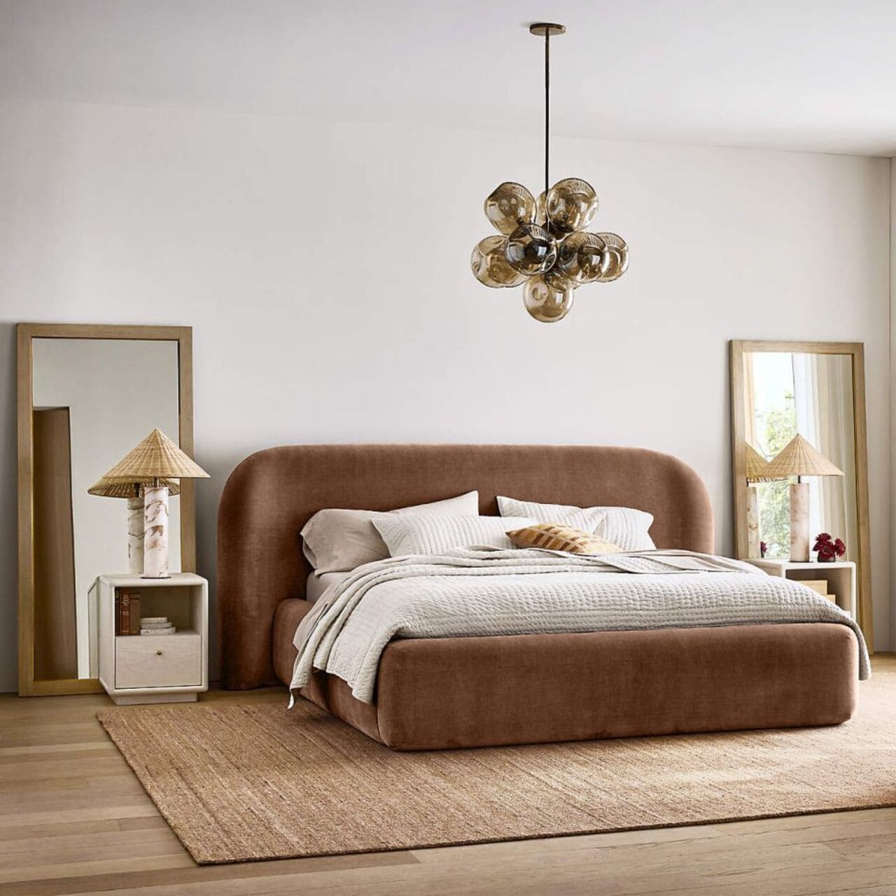 Adelaide Curved Upholstered King Bed