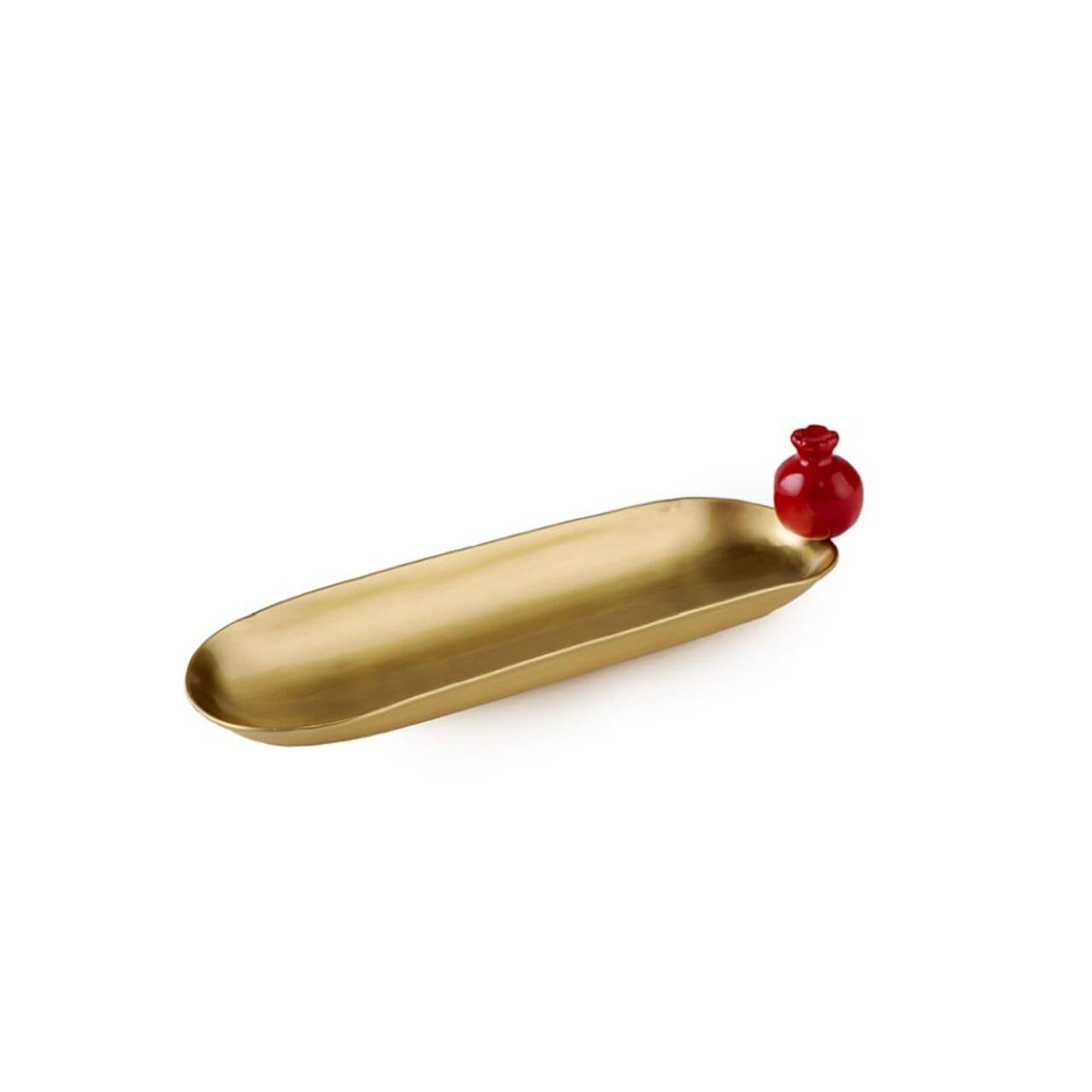 Zarina Gold Tray with Red Pomegranates