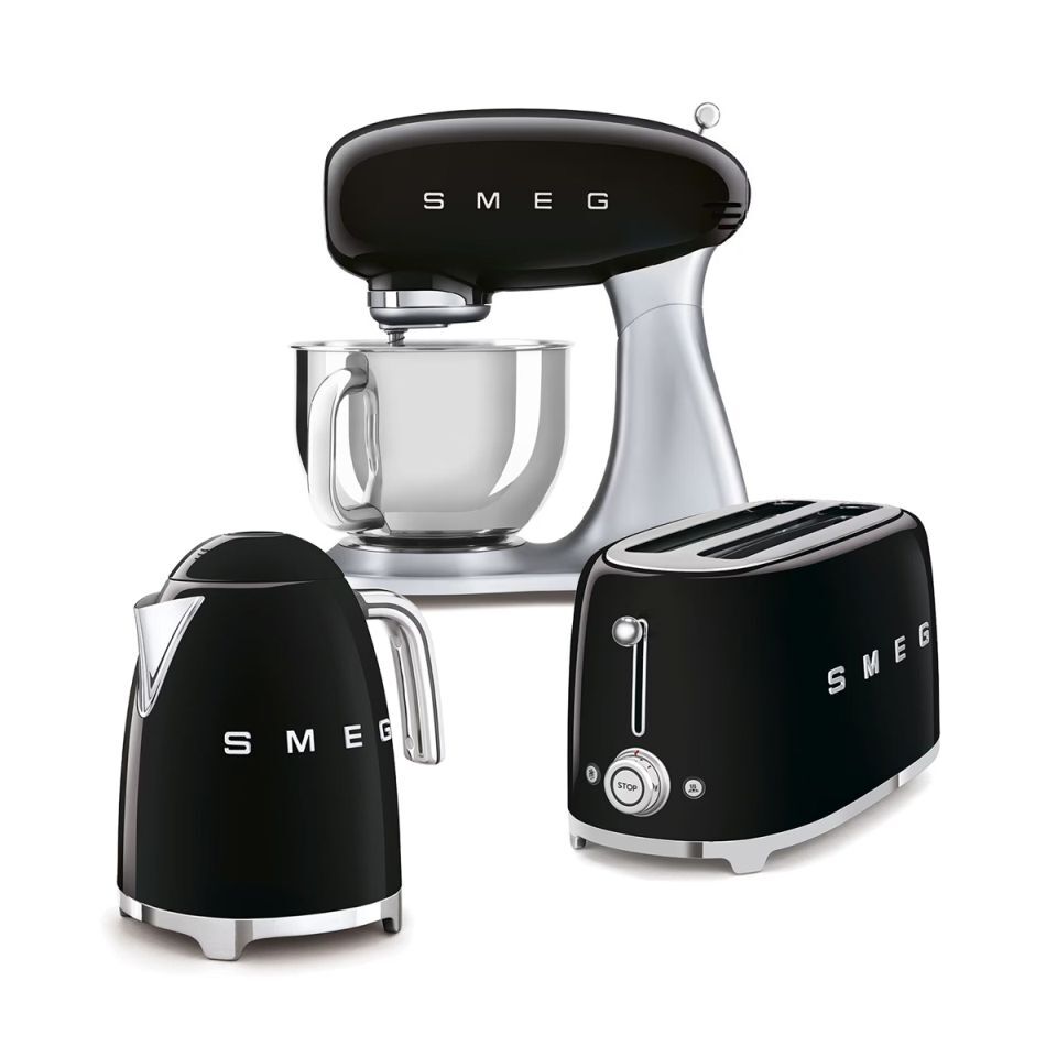 Smeg Bundle Offer Stand Mixer Kettle Slice toaster, Black