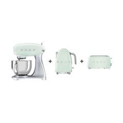 Smeg Bundle Offer Stand Mixer + Kettle + 4 Slice toaster, Pastel Green