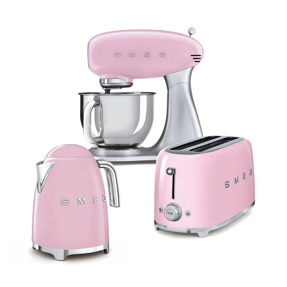 Smeg Bundle Offer Stand Mixer Kettle Slice toaster, Pink