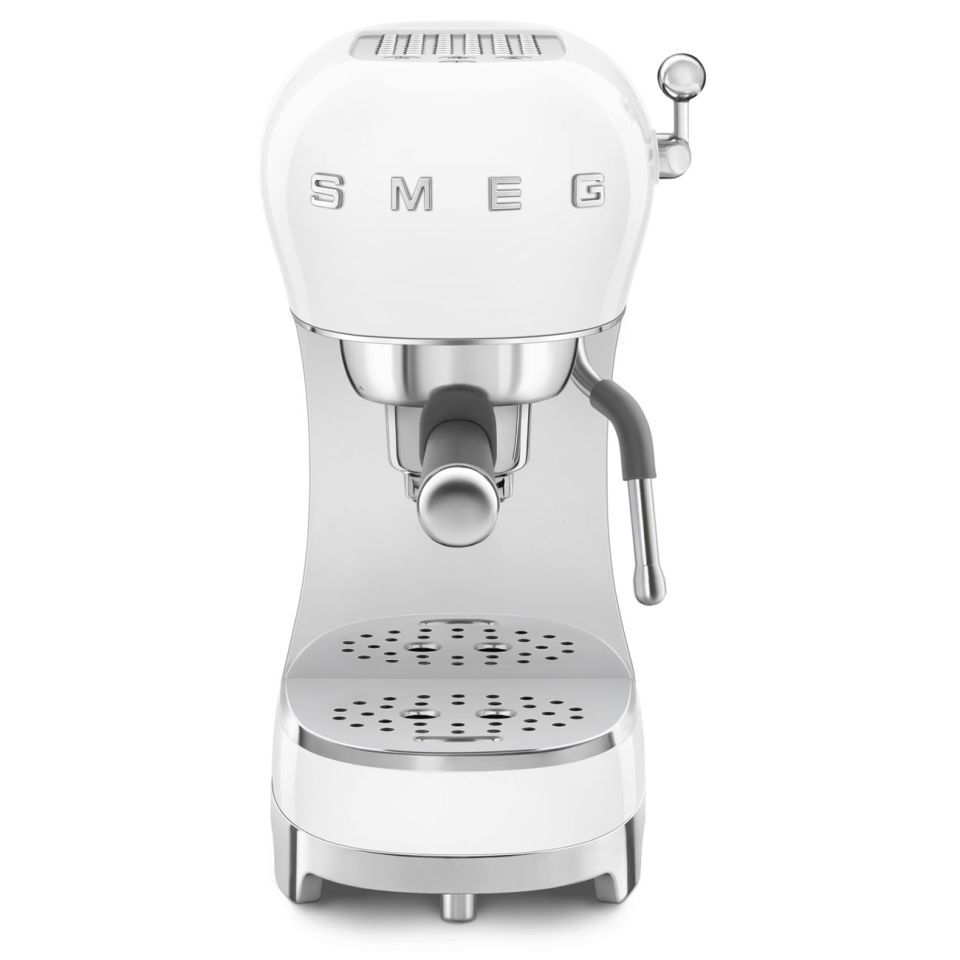 Smeg White Espresso Coffee Machine with Steam Wand Crate and