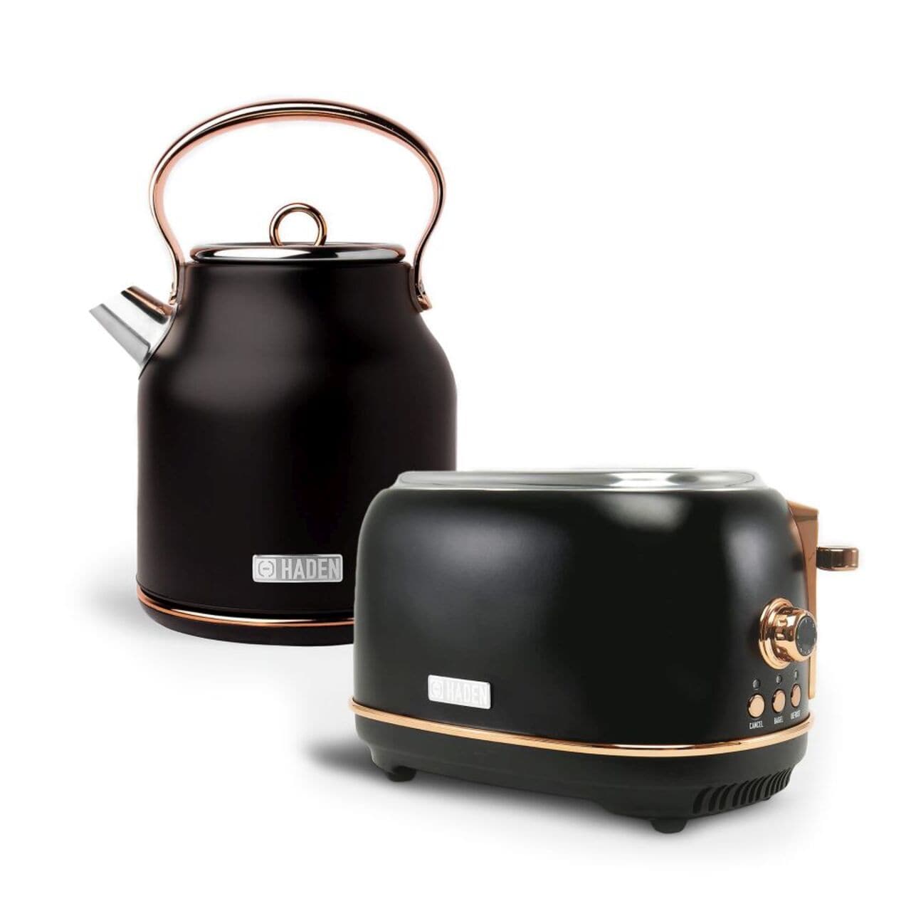 Haden Heritage Bundle Kettle + Toaster - Black & Copper